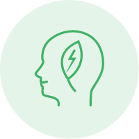 Illustrasjon av hode med grønt blad